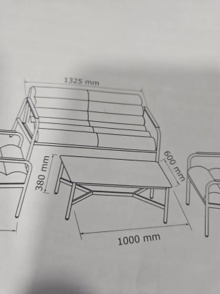 Sofá 2 plazas y Mesa de Jardín Negro/Gris