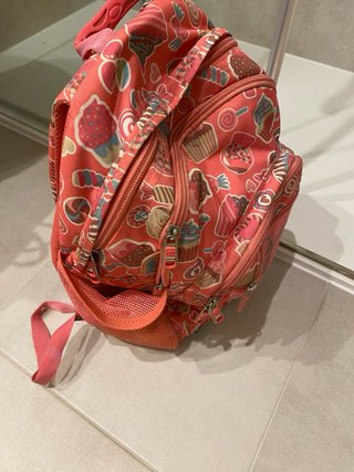 Mochila rosa TOTTO con estampado de dulces