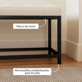 Banco de pie de cama beige y negro