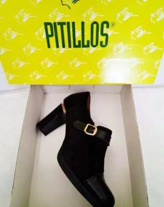 Zapatos Pitillos T39 Tacón Piel Negro con Caja