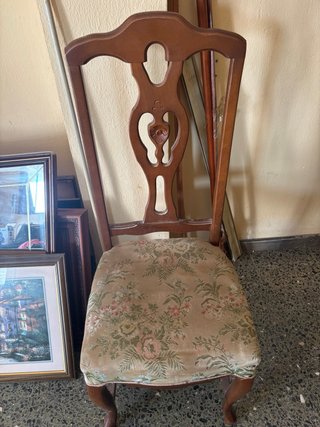 Juego 6 Sillas Antiguas Madera Tapizadas Se regala
