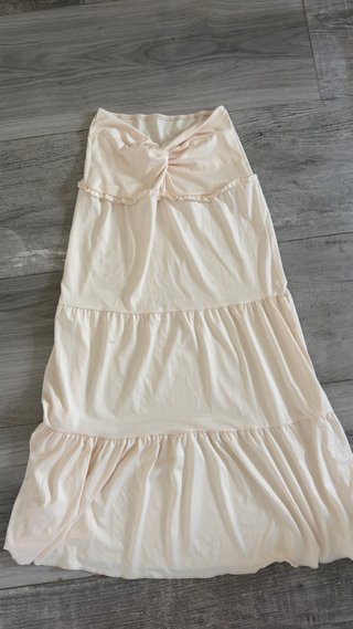 Falda larga beige