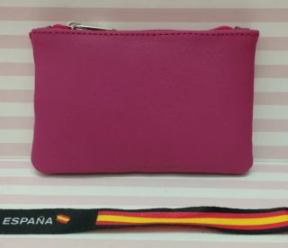 MONEDERO PIEL VIRGEN DEL PILAR ROSA + PULSERA REGA