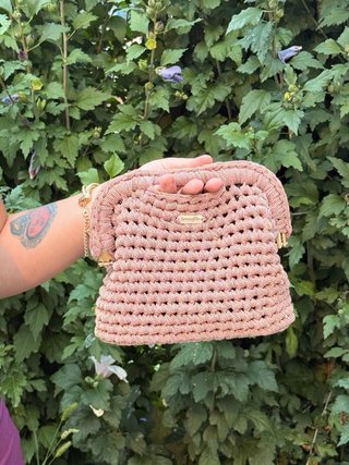Borsa uncinetto fatta a mano rosa gold