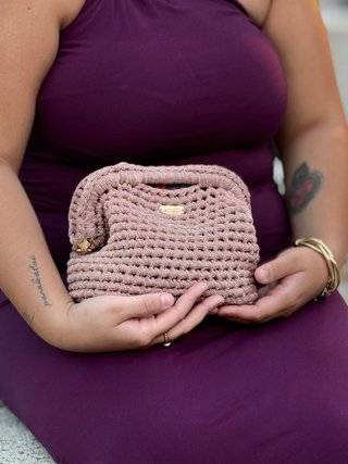 Borsa uncinetto fatta a mano rosa gold