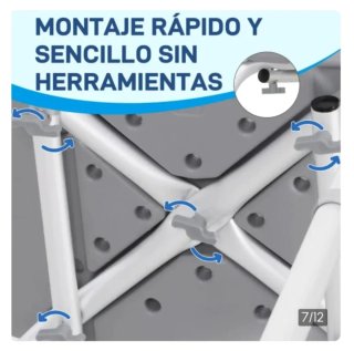 Silla de ducha gris con respaldo
