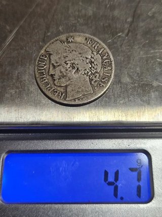Moneda Plata 1 Franc Cérès Francia