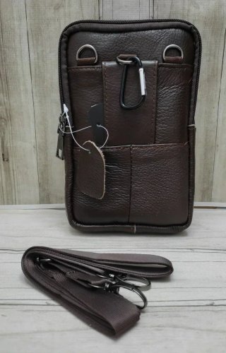 OFERTA BOLSO RIÑONERA BANDOLERA PIEL MARRON. MÓVIL