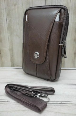 OFERTA BOLSO RIÑONERA BANDOLERA PIEL MARRON. MÓVIL