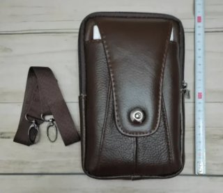 OFERTA BOLSO RIÑONERA BANDOLERA PIEL MARRON. MÓVIL