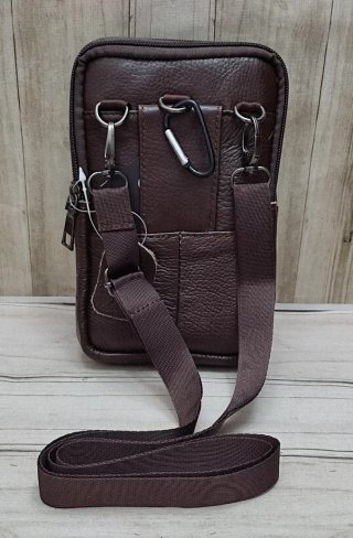 OFERTA BOLSO RIÑONERA BANDOLERA PIEL MARRON. MÓVIL