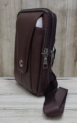 OFERTA BOLSO RIÑONERA BANDOLERA PIEL MARRON. MÓVIL