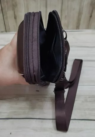 OFERTA BOLSO RIÑONERA BANDOLERA PIEL MARRON. MÓVIL