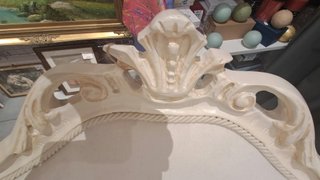 2 Poltrone Barocche Legno Tessuto Bianco Avorio