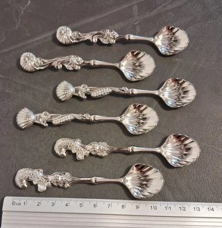 6 cucchiaini dessert/caffè stile marino acciaio