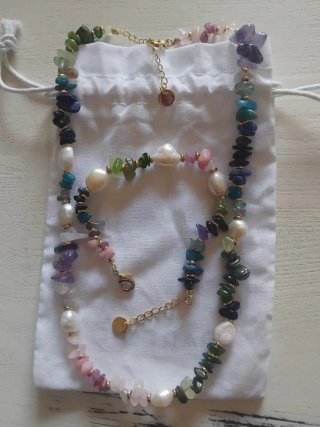 Conjunto Luxenter Piedras Naturales Perlas
