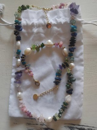 Conjunto Luxenter Piedras Naturales Perlas