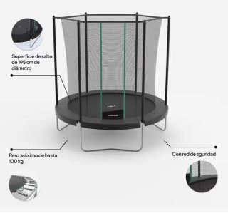 Cama elástica redonda con red de protección