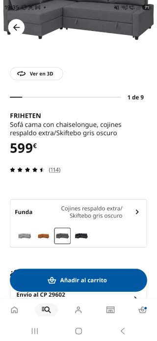 Sofá modular gris con cojines Sofá cama FRIHETEN