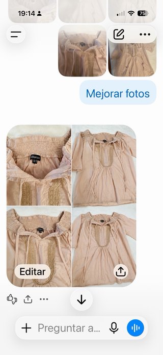 Blusón  Algodón Talla S/38 Color rosabeige empolva