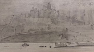 Dibujo Dalt Vila, Ibiza a tinta. Boberman.