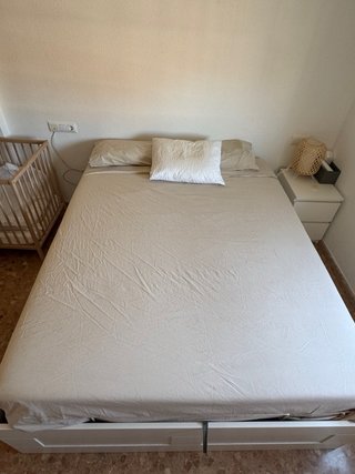 Cama madera blanca canapé abatible + colchón
