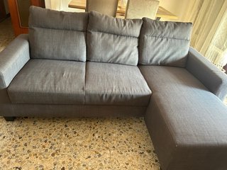 Sofá chaise longue 3 plazas gris
