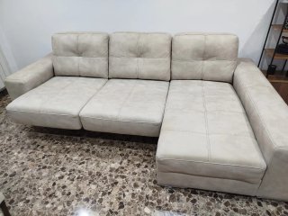 Chaise longue beige de tela