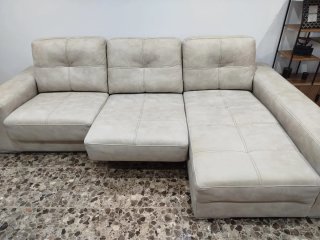 Chaise longue beige de tela