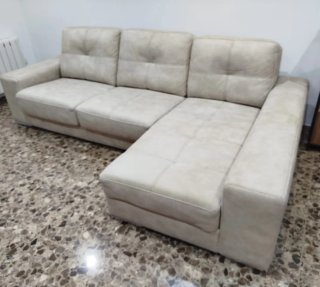 Chaise longue beige de tela