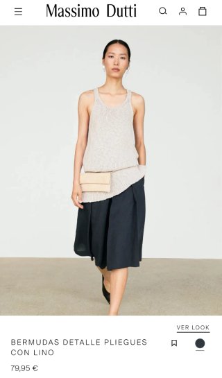 Bermudas pliegues lino 38' Massimo Dutti