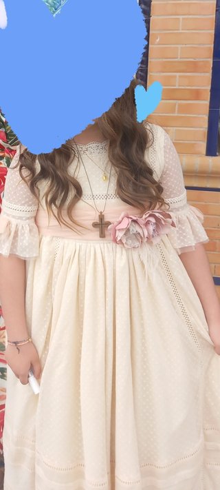 Traje de Comunión Beige/Rosa Talla 14
