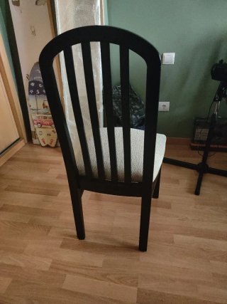 Sillas de comedor madera y tela x4