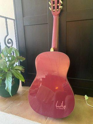 Guitarra infantil rosa con caballo, con funda