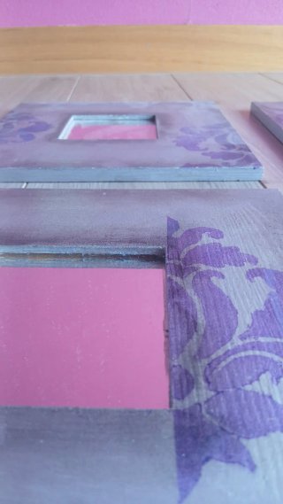 Set 4 Cuadros Espejo Decorativos Morado.