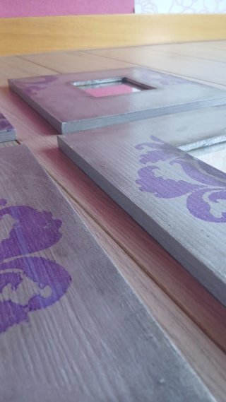 Set 4 Cuadros Espejo Decorativos Morado.