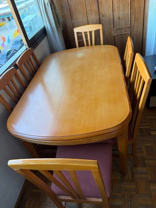 Mesa extensible madera con 6 sillas