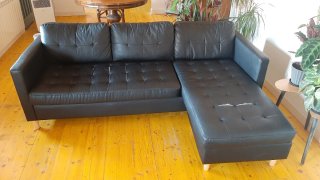 Sofá chaise longue polipiel negro