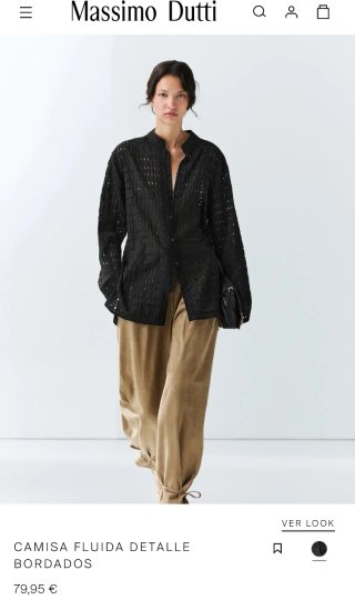 Camisa fluida bordado M' Massimo Dutti