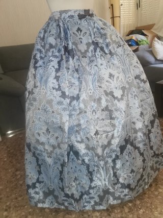 Falda de fallera panal tela azul/gris y tela