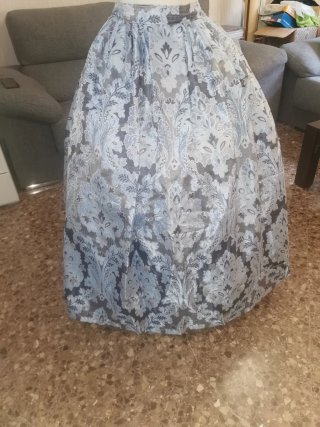 Falda de fallera panal tela azul/gris y tela