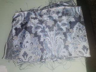 Falda de fallera panal tela azul/gris y tela