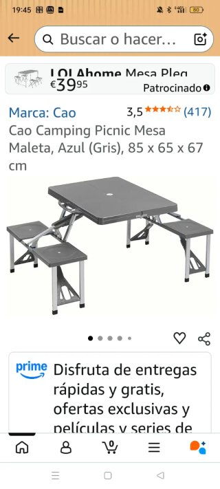 Mesa Picnic Plegable Cao Gris