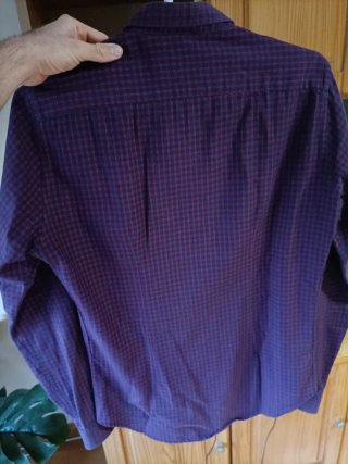 Camisa Zara cuadros granate talla Slim fit