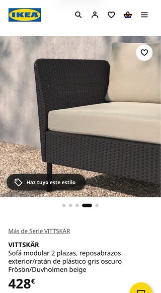 Nuevo Sofá modular exterior VITTSKÄR IKEA.