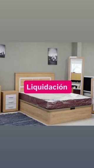 Cama con mesita de noche y armario