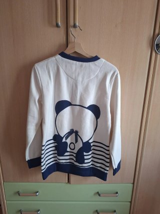 Pijama largo panda azul y blanco