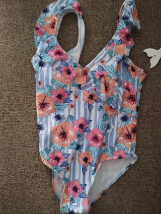 Bañador niña flores y rayas