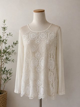 Blusa encaje manga larga talla XL