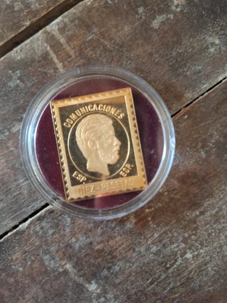 Moneda Sello Oro Comunicaciones 10 Pesetas